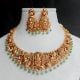 Handmade Brass Metal Jewellery Lakshmi Green Necklace Set